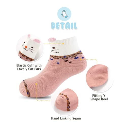 Image of Toddler Baby Girls Boys Socks Animal Pattern Children Ankle Cotton Socks 5 Pairs