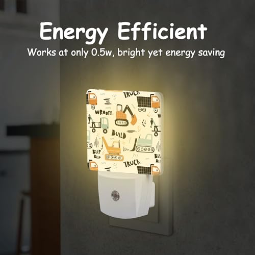 Image of Funny Construction Transport Truck Night Light,Scandinavian style Cars Plug-in Night Light Auto Dusk-to-Dawn Sensor Energy Efficient LED Lamp for Room Decor,Hallway,Kitchen,Bathroom,Nursery,Stairs
