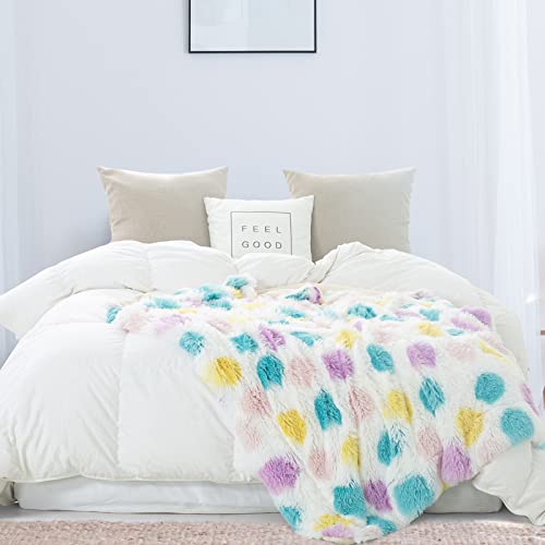 Gonaap Faux Fur Throw Blanket Super Soft Cozy Plush Fuzzy Shaggy Blanket For Couch Sofa Bed (Polka Dot, Throw(50"X60")) #TOP1
