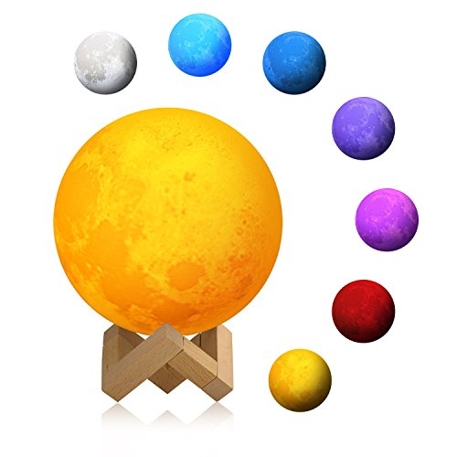 LED Nachtlampe 3D Mond Lampe, ICOCO Nachtlicht Tischleuchte Schreibtischlampe, 7 Farbe Veränderung dimmbare Helligkeits Anpassung, beste Hauptdekorative romantisches Geschenk für kinder (3.9inch)