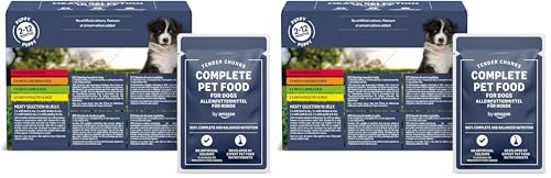 by Amazon Alimento completo per cuccioli di cane, Selezione di carne in gelatina, 1.2kg (12 sacchetti da 100g) (Confezione da 2)