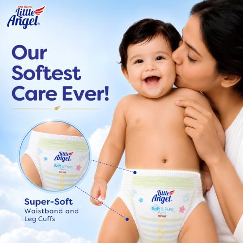 Image of Little Angel Soft & Pure Premium Baby Diaper Pants | XXL - 36 Count (14+ Kgs) | With BreathableAir Layers for Rash-Free Comfort, Lightweight AirSlim Fit, No-Marks Soft Waistband, MaxAbsorb Dry Protection & Calendula Extracts for Baby's Soft Delicate Skin