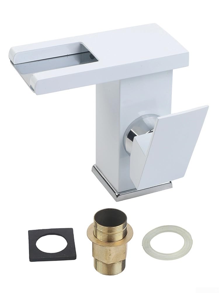 Robinet cascade LED blanc mitigeur monotrou moderne pour vasque