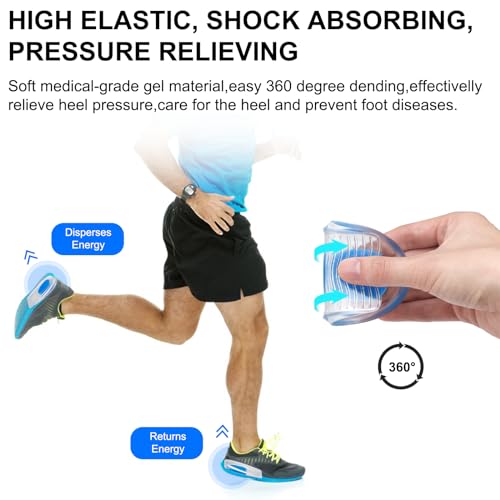 Gel Silicone Heel Pads,2 Pairs Heel Cups for Achilles Tendonitis,Shoe Wedge Inserts for Plantar Fasciitis,Sore Heel, Heel Spur and Heel Pain Relief,Heel Support for Men/Women(Medium) - Thumbnail 7