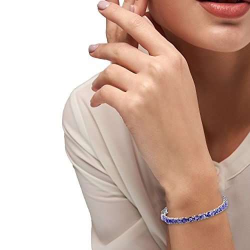 Shop Lc Ct 13.3 Blue Tanzanite Tennis Bracelet 925 Sterling Silver Platinum Plated Women Jewelry Gifts Size 7.25" Engagement Anniversary Wedding Promise Birthday Gifts #TOP1