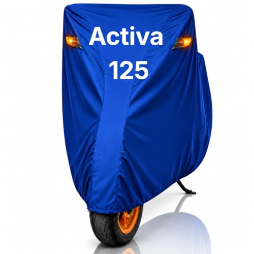 Image of Dhoom Scooty Body Cover for Activa 125 Cover | 100% Waterproof, Dustproof & Scratch Resistant | Heavy Duty Two Wheeler with UV Protection, Heat Resistant | All Weather Outdoor Scooty Cover (Blue)