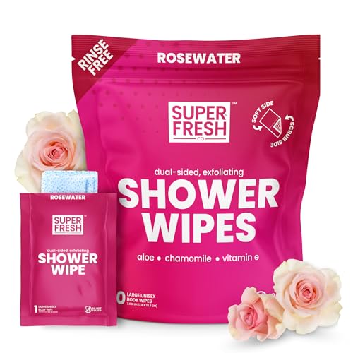 Super Fresh Shower Wipes Large Rosewater Body...