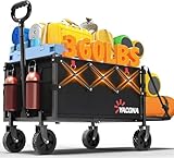 Bollerwagen Faltbar 360lbs Schwerlast, Bollerwagen Mit Rädern Und Heckklappe, Faltbare Handwagen Für Einkäufe, Camping, Strand, Garten, schwarz