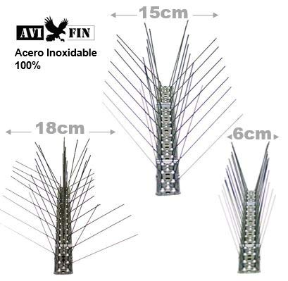 AVIFIN Pinchos antipalomas - púas antiaves para Profesionales. 3 Modelos a Elegir en Acero Inoxidable 100%. Packs de 5-10 - 25 y 50 Metros a Elegir. (15, 25 Metros)