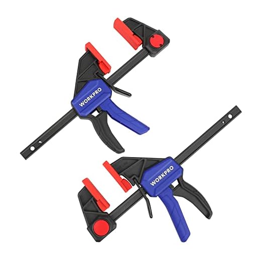 WORKPRO 2 Piezas Sargento de barra 150mm, Abrazadera de barra, Set de sargentos para carpintería madera, Fuerza de sujeción 68 kg, acero y nylon para una fijación precisa