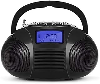 August SE20 - Portable Alarm Clock Radio with Bluetooth Speaker - Mini MP3 Stereo System with Card Reader / USB and AUX in / 2x3W Stereo Speakers / Rechargeable Battery