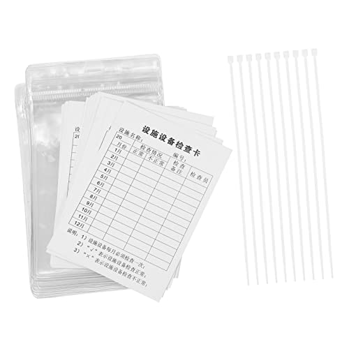 VILLCASE 20 Sets Industrial Inspection Record Cards Waterproof Sleeves Safety Labels Easy Install Long-lasting Usage