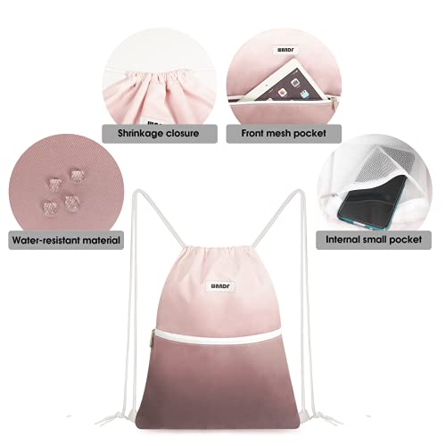 Image of WANDF Drawstring Backpack, Gym Sackpack for Sports (Dark Pink) | Water-Resistant, Shopping, Yoga, Travel, Beach, Daily Carry