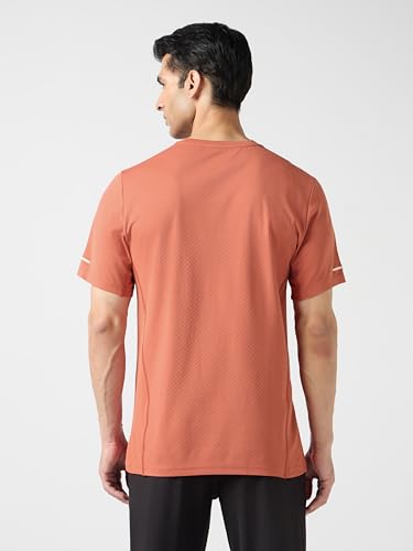Image of TECHNOSPORT Men's Printed Slim Fit Henley Neck T-Shirt ELASTOLITE Half Sleeve Slip On Polyester for Gym Running Workout UPF50+ Anti Odour