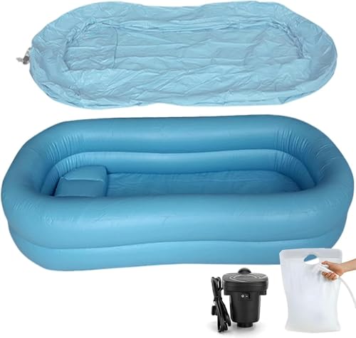 Kit baignoire gonflable portable avec pompe et sac d'eau pour lit - 2