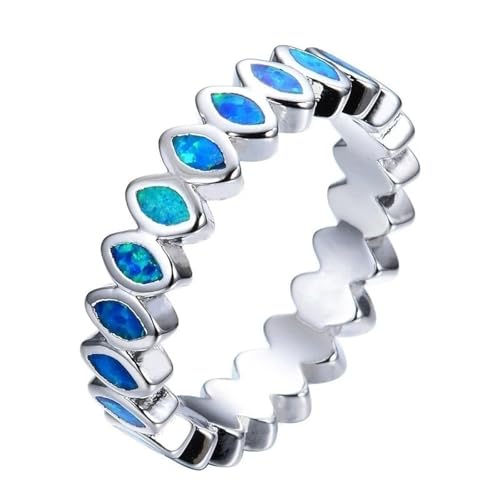 Bague en opale de feu bleue au design ovale et géométrique pour un style haut de gamme