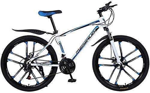 MU 26-Zoll-Mountainbike Dual-Suspension Bike Atv Schlupfscheibenbremsen Fahrrad Outing Erwachsene Studenten Reisen In Die Schule Auto,Blau Weiß 