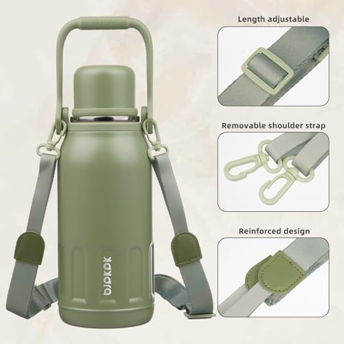 Image of BJPKPK Stainless Steel Insulated Bottle with Handle & Strap, 40oz