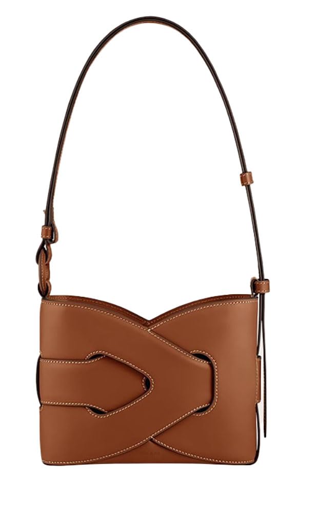 Molodo Genuine Leather Geometric Woven Crossbody Bag French - Inspired Underarm Purse for Daily Use