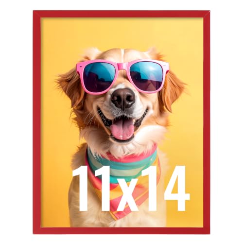 Image of LaVie Home 11x14 Picture Frame for Wall Display, 11 x 14 Red Picture Frame with HD Plexiglas, 11 by 14 Poster Frame 1 Pack, Display Frame for Vertical or Horizontal, Classic Collection