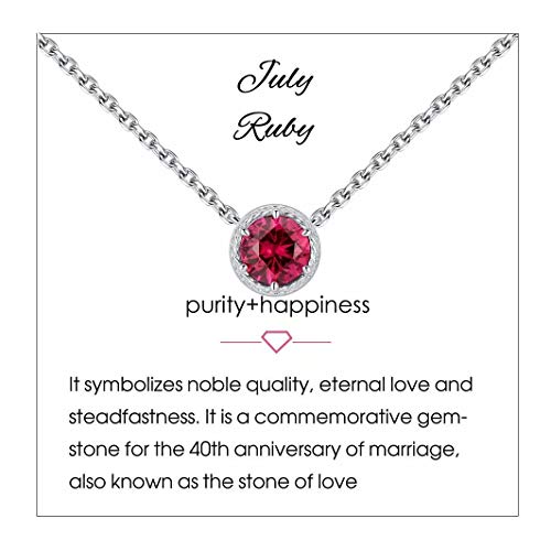 Presentski July Birthstone Necklace Ruby Necklace S925 Necklace Birthstone Necklaces for Mom Birthday Gift Women Jewelry