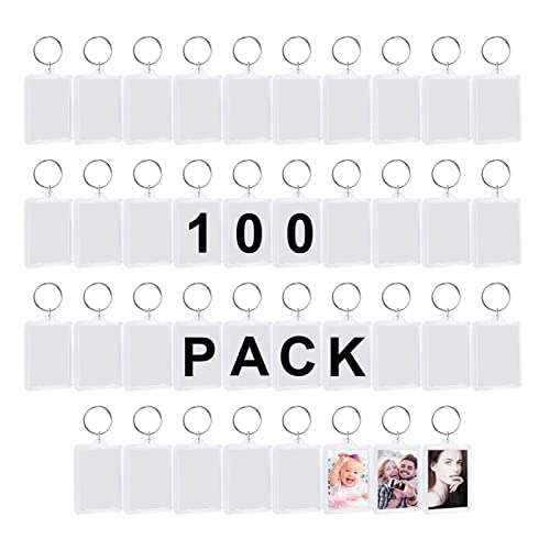 Shoze 100pcs Photo Keyring 45X35mm Blank Keyrings Translucent Clear Acrylic