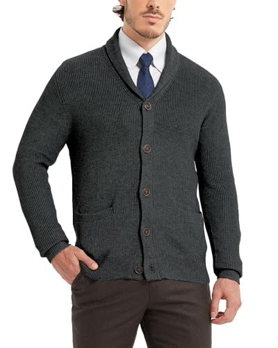 Kallspin Men's Wool Blend Shawl Collar Cardigan Sweater