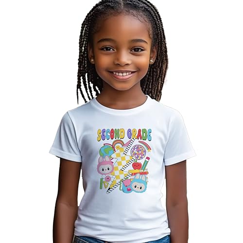 Second Grade #205 Kids Shirts, YS-YXL, Girls, Cute Little Monsters, Labooboos, Great for The First Day of School Or Everyday