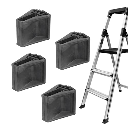 Ladder Feet Pads, Heavy-Duty Non-Slip Rubber Shoes, Quick-Install Replacement 4 Pack, Safety Stabilizers for Electrical Work, Tr