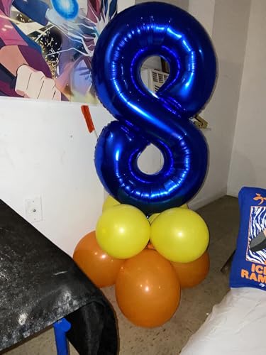 Image of 8 Balloon Numbers Birthday Decorations, 40In Navy Blue Balloons for Party | Eye-catching Appearance, Perfect Decorative Centerpieces, Convenient Self-sealing Structure, Widely for Various Occasions