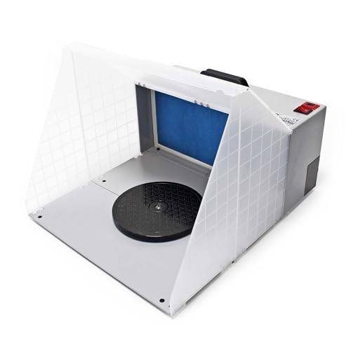 Wiltec Airbrush Absauganlage 3 m³/min, nur 52 dB, zur Absaugung von Farbe Farbnebel Sprühnebel, Filter erweiterbar, hochwertige Lackierkabine für Airbrush-Arbeiten