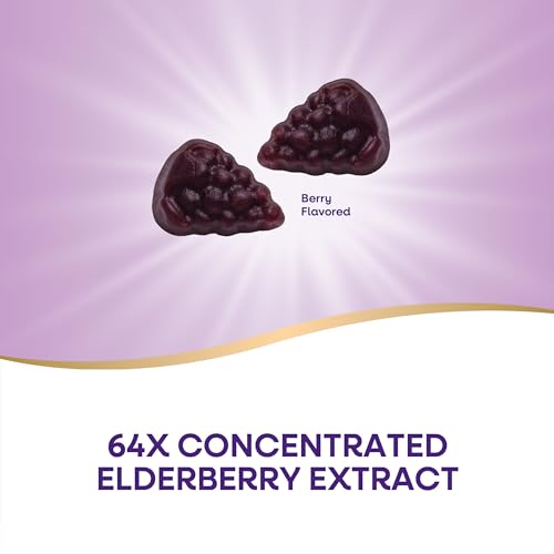 Nature’s Way Sambucus Elderberry Immune Gummies, Daily Immune Support for Kids and Adults*, with Vitamin C, Vitamin D3, Zinc, Gluten Free, Vegetarian, 60 Gummies (Packaging May Vary) - Image 5