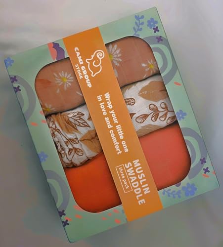 Image of Muslin Swaddle for Baby, 3 Pack, Floral and Solid Patterns (Pink)