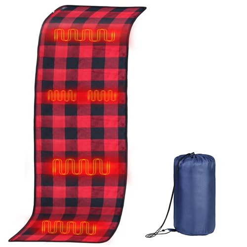 oaskys Heated Sleeping Bag pad - Heated Sleeping Bag Liner, 5 Heating Zones, Multi USB Power Supported - Electirc Sleeping Bag Heater for Cold Weather Camping Backpacking or Hiking