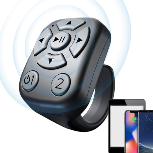 Telecomando ad anello per video brevi e selfie - Anello intelligente con clicker automatico e paletta laterale di scorrimento senza fili per e-book fotocamera e registrazioni ad