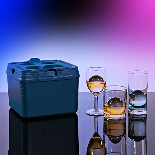 Clear Ice Ball Maker Tray - 2 Inch Ice Cube Maker Mold,4 Cavity Large Clear Ice Ball Silicone Tray, Crystal Clear Ice Sphere Maker Mold For Whiskey And Cocktail #TOP2