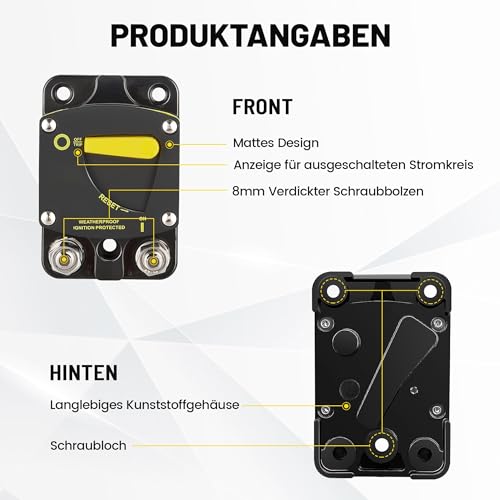 RED WOLF 30A Auto Schutzschalter DC 12V-48V, Automatische Sicherung 30 Ampere Sicherungsautomat kfz für LKW Boot Stereo Radio Autobatterie Sicherungshalter mit Manueller Reset