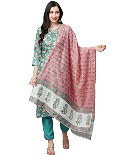Kurta en coton respirant et pantalon confortable vert taille L pour femme