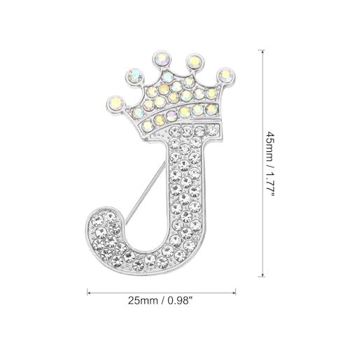 Image of PATIKIL Letter Brooch Pins, Crown Initial Rhinestone Alphabet Letter Lapel Badges Pin for Women Suits