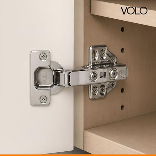 Image of VOLO Cabinet Hinges, Set of 1 (2 Pieces) for Furniture, Wardrobes, Doors, and Storage Units | (3D Soft Close (Stainless Steel), 0 Crank | Full Overlay)
