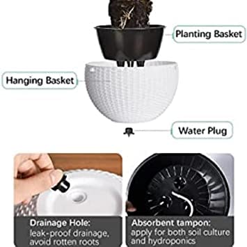 AASHU Self Watering Hanging Pot,Flower Pots for Balcony,Hanging Planter Pot with Chain,10 Inch, Brown, 1 Piece 4