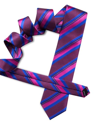 Image of Barry.Wang Mens Tie Set Plaid Check Neckties Formal Business Wedding Luxury Pocket Square Cufflinks