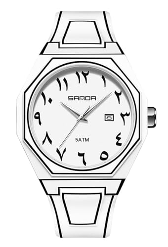 Gosasa Creative Unisex Sketch Anime Style Women's Men's Quartz Wristwatch Personality Waterproof Minimalist Black and White Analog Watch (T White)