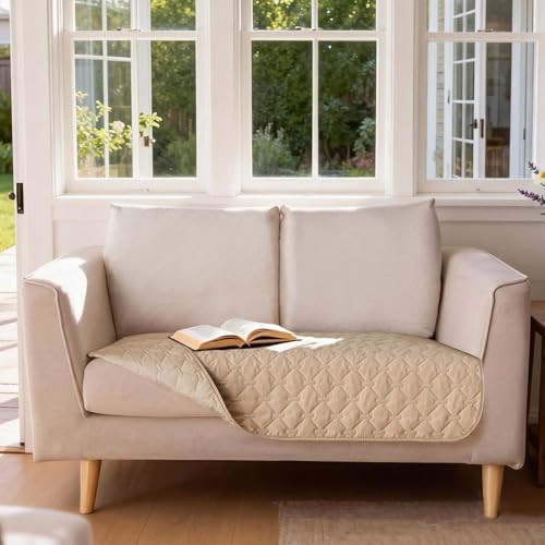 Image of gogobunny 3X Stronger Waterproof Pet Blanket, Scratch Proof Furniture Protector for Dogs Cats, Reversible Cover 32x53 Inch, Dark Beige