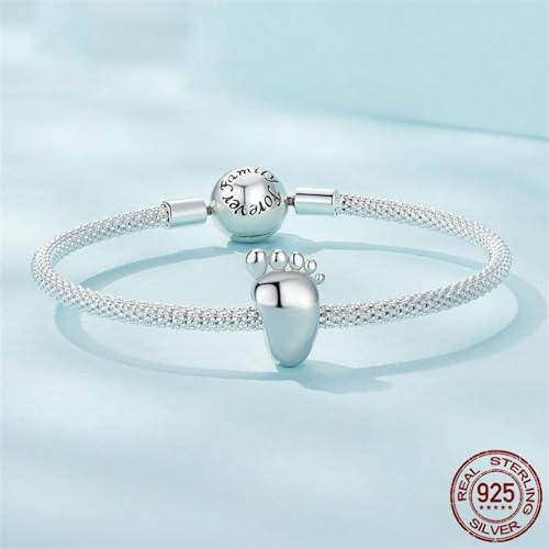 Cuentas de plata de ley 925 con huellas de bebé para pulseras CMBSSTFC 6