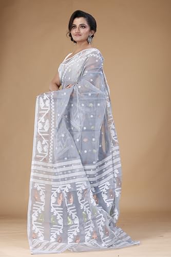 Image of OISHANI SAREE GHOR Women's Traditional Bengal Cotton Silk Soft Jamdani Saree - Authentic Design and Quality - No Blouse Piece