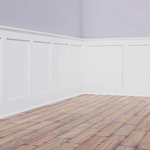 Ekena Millwork WPKP32X02DS Deluxe Shaker 8' Length PVC Wainscoting Kit, Heights up to 32" (20" Adjustable Wall Panels), White