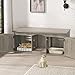 Halitaa Double Cat Litter Box Enclosure, Hidden Litter Box Furniture for 2 Cats, Farmhouse Cat House with Scratch Pad for 2 Litter Boxes, Wooden Enclosed Litter Box Furniture, Entryway Bench, Gray