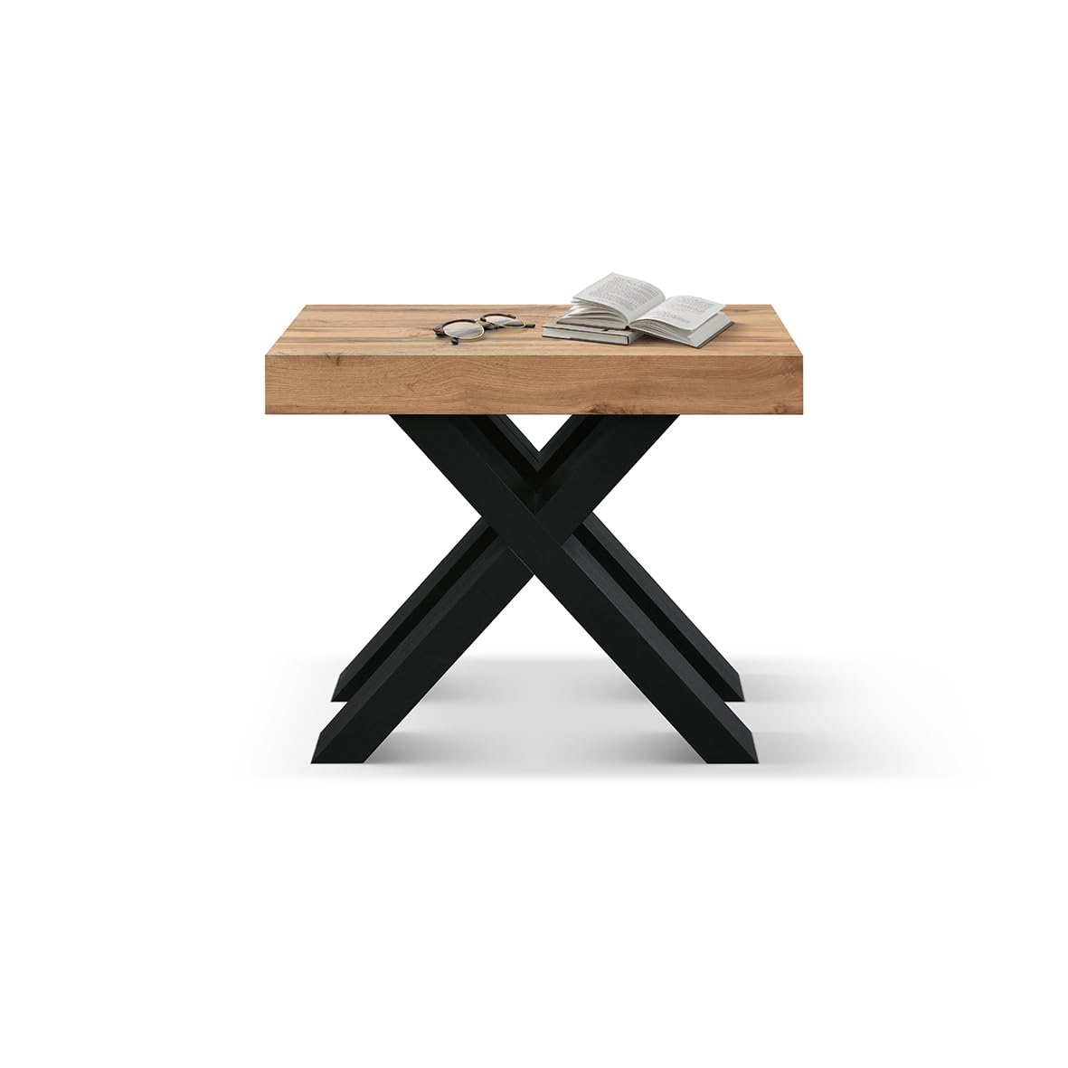PAZZO DESIGN – Console Extensible Pina avec Porte-rallonges et Pieds Noirs en X, Jusqu’à 16 Places, Cuisine, Gain de Place, fabriquée en Italie, de 45 à 402 cm – id_2373