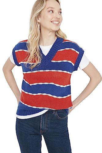 TRENDYOL Damen V-Neck with Slogan Regular Vest Sweater - Image 4